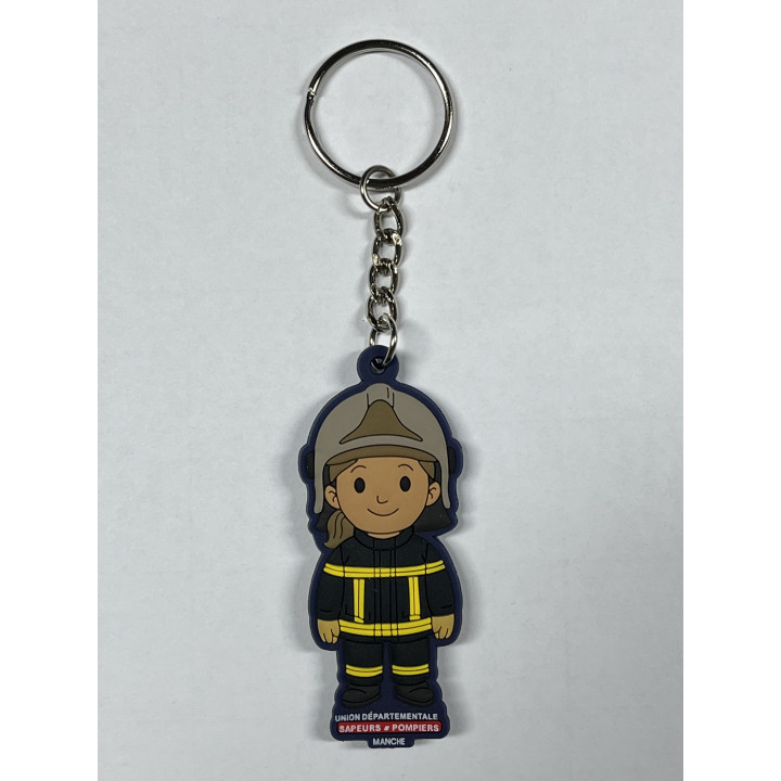 PORTE CLE DOUBLE FACE FILLE UDSP 50 POMPIERS