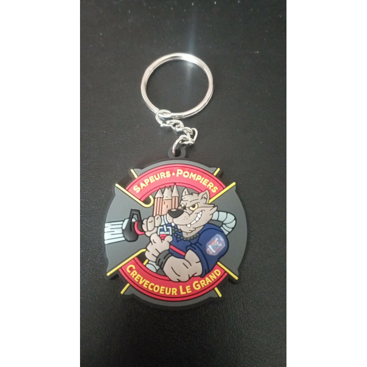 PORTE CLE  POMPIERS CREVE COEUR LE GRAND SDIS 60 PVC